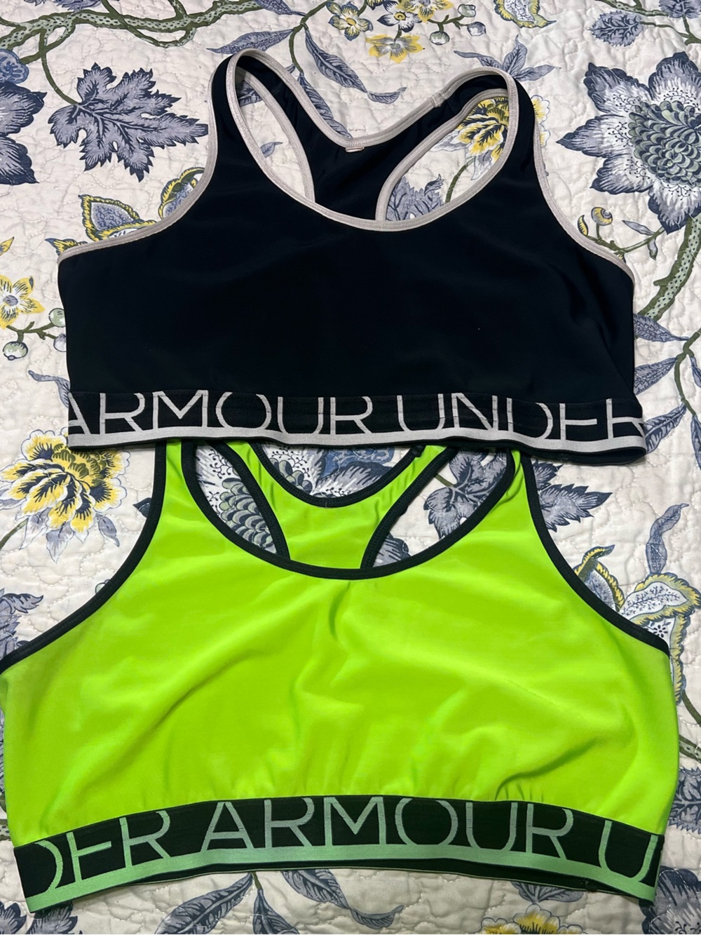 Under Armour Neon Green and Black Racerback Sports Bras - 2 Pack